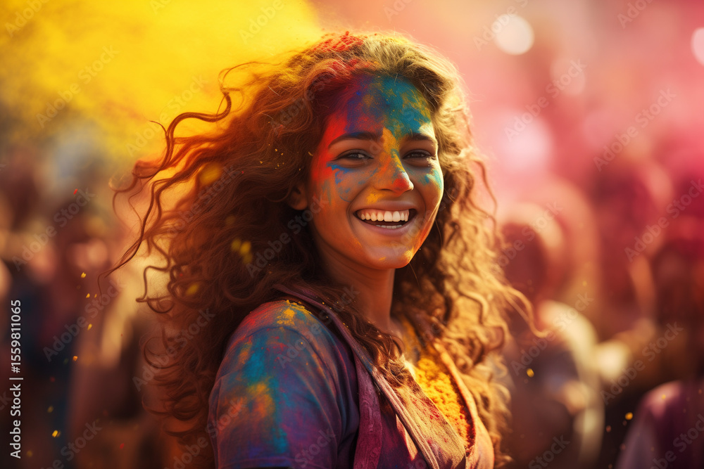 Obraz premium Holi festival gaun with color splashes 