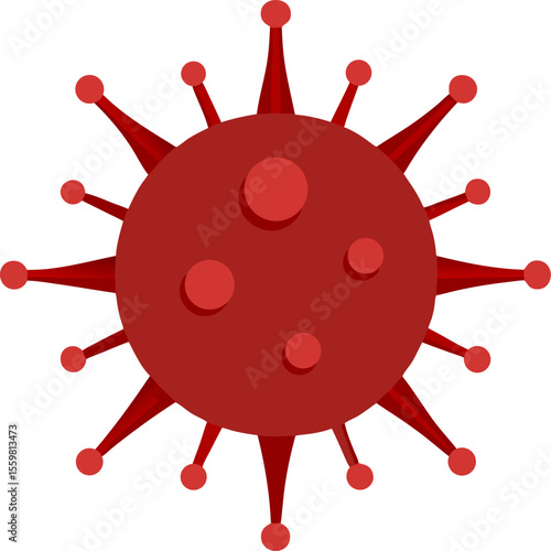 Realistic virus with spikes close-up with white background.