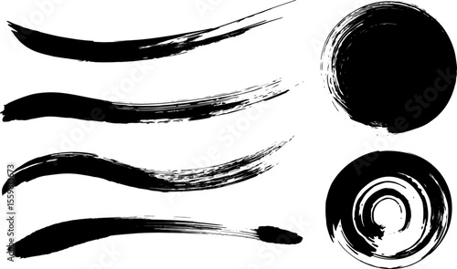 筆で描いた丸とラインのセット