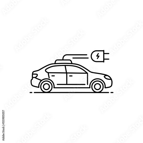Black line icon of an electric vehicle representing EVs and sustainable transport