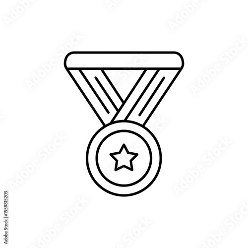 Black line icon of a medal or trophy representing awards and achievements