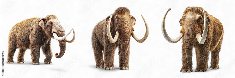 Obraz premium Set of mammoths isolated on transparent background PNG