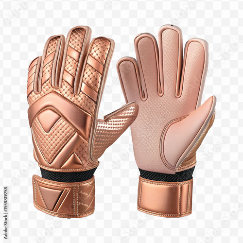realistic 3d t goalkeeper gloves front and back view  in different color style isolated on transparent background	