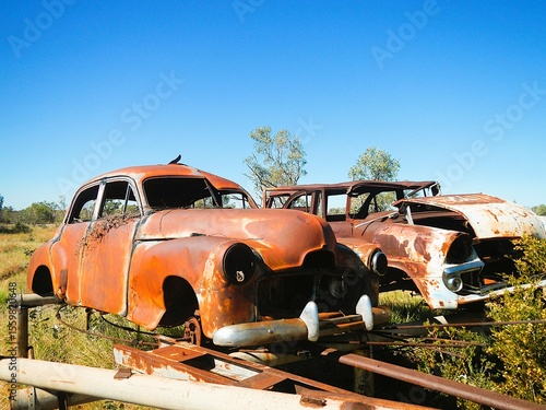 old rusty car in the field