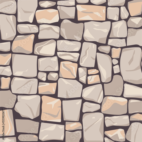 Stone wall texture, grey cobblestone surface, natural masonry background, abstract stonework design	
