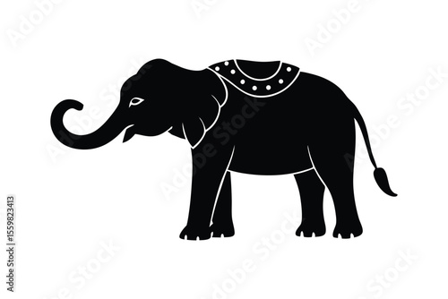 Silhouette art illustration of a ceremonial elephant.eps