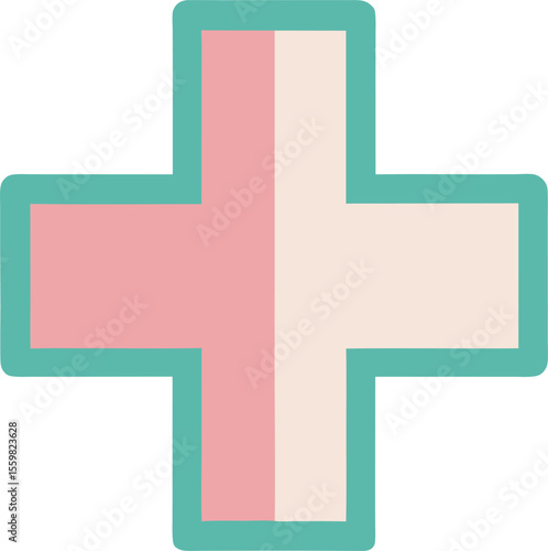 Medical Cross Icon Flat Pastel Vector for Healthcare UI