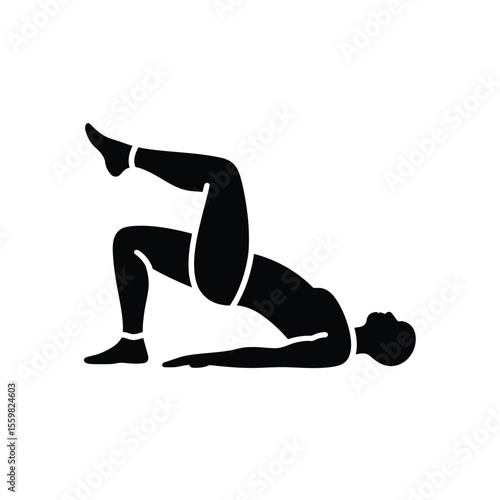 Black Silhouette Vector Icon of a Person Performing a Glute Bridge Exercise Fitness Workout Bodyweight Training Physical Activity