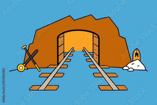 Crumbling Mine Tunnel With Twisted Rails