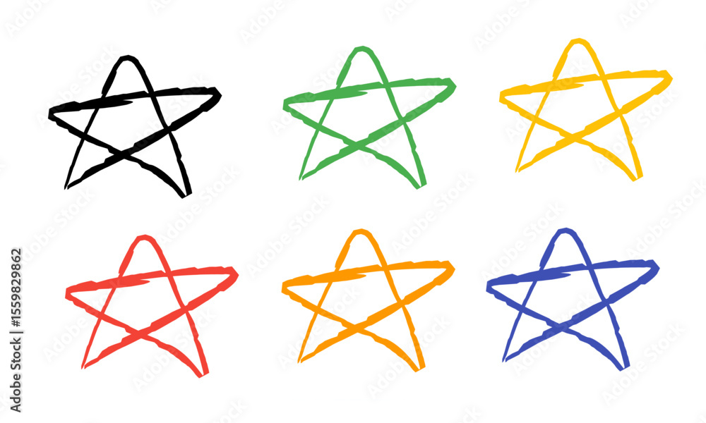 Star sketch icon illustration with various bright and contrasting colors, brings a playful, artistic and attractive impression as a decorative element for dynamic and cheerful creative designs. Star sketch icon illustration with various bright and contrasting colors, brings a playful, artistic and attractive impression as a decorative element for dynamic and cheerful creative designs.