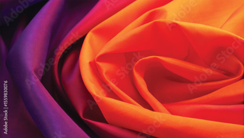Velvety red rose petals on a luxurious silk and satin background capture the essence of romantic beauty and nature's delicate texture