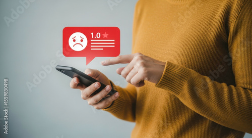 Negative feedback review rating bad customer service experience online reputation management on smartphone app
