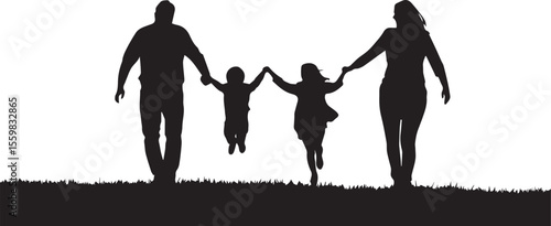 Vector silhouettes of people and children in different poses and activitiesVector silhouettes of people and children in different poses and activities.