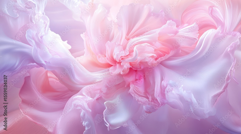 Fototapeta premium Pink silk swirl, abstract floral background, pastel texture, design element