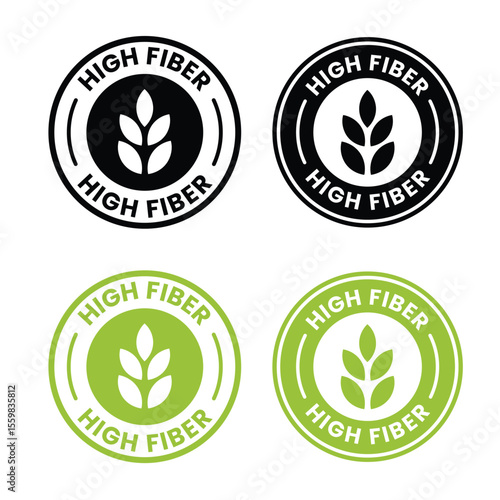 High fiber icon or High fiber label vector isolated in flat style. High fiber icon for product packaging design element. High fiber label for packaging design element.