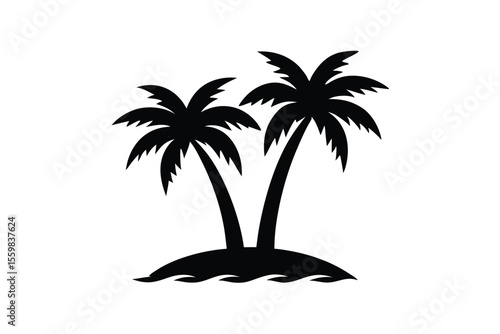 palm tree island vector icon