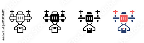 Drone Delivery icon sheet multiple style collection