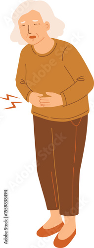 Elderly Woman with Stomach Ache

