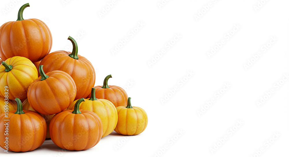 Stack of Mini Pumpkins on White Background – Autumn Harvest Concept Stack of Mini Pumpkins on White Background – Autumn Harvest Concept
