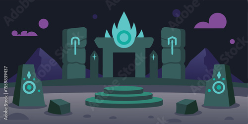 Mystical Night Scene Ancient Gateway to the Unknown