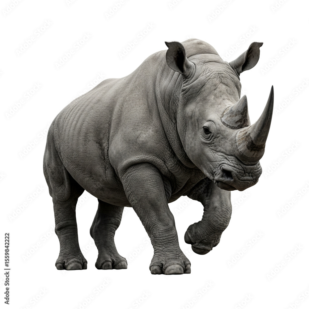 Fototapeta premium Rhinoceros o transparent isolated background