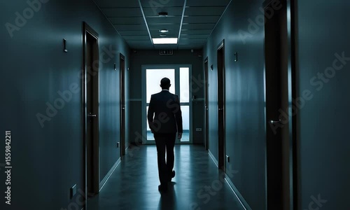 Wallpaper Mural Silhouette Of Businessman Walking Through A Dark Hallway Towards The Light Torontodigital.ca