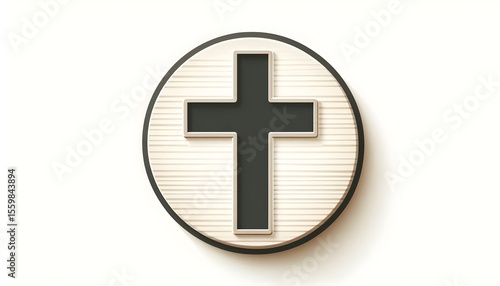 Free Download Minimal Christian cross icon drawn with subtle wooden lines and placed on white background for peaceful spiritual themes - GFXLoad