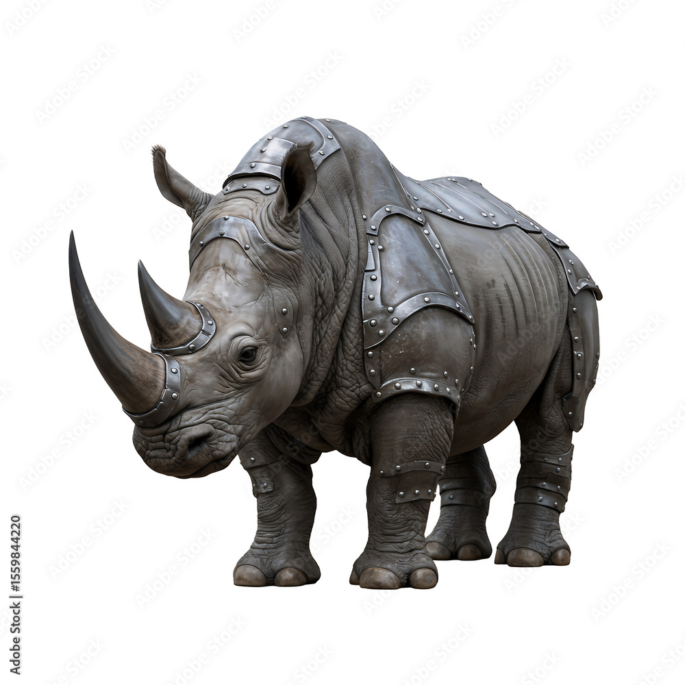 Fototapeta premium Rhinoceros o transparent isolated background