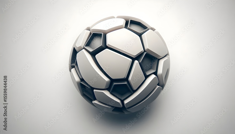 Naklejka premium Detailed vector football icon rendered with soft gradients and dynamic form on bright gray surface for sports visuals