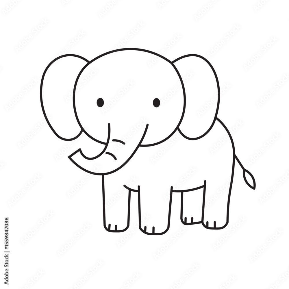 Obraz premium Elephant Doodle Isolated on White Background