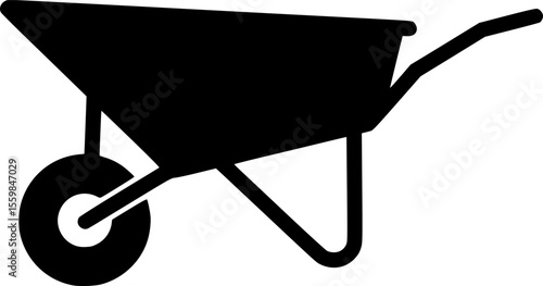 wheel barrow line art silhouette vector illustration
