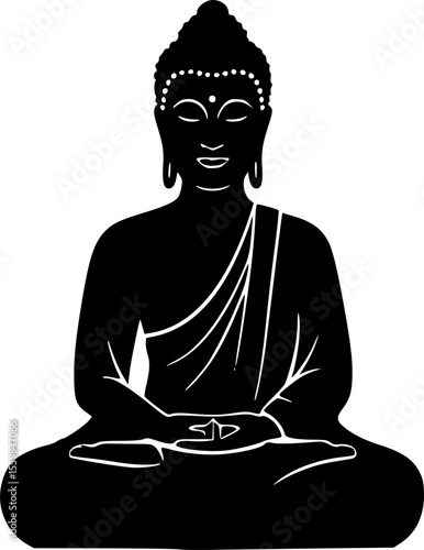 buddha icon line art silhouette vector illustration
