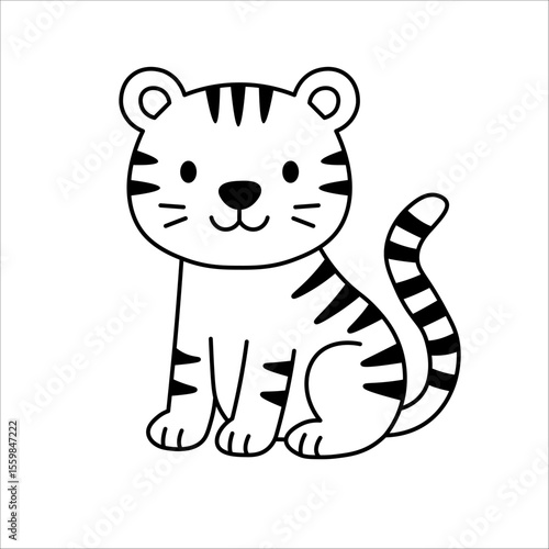 Tiger Doodle Isolated on White Background