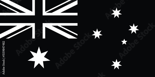 National flag of Australia country black and white flag design , Independence  day of Australian 