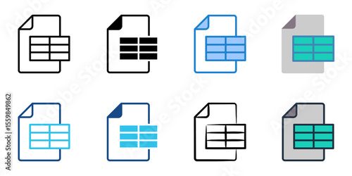 Spreadsheet icon set multiple style collection 
