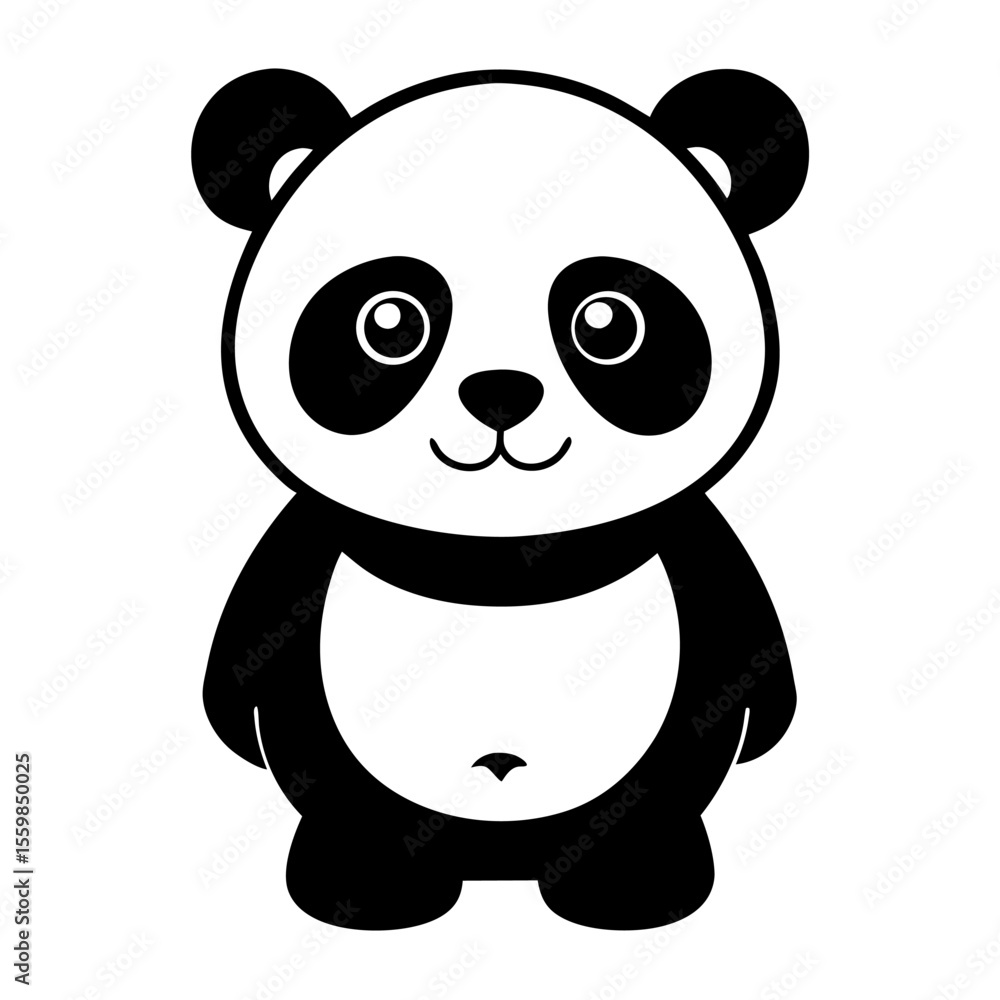 Fototapeta premium baby panda in front view outline silhouette vector