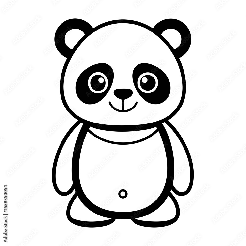Naklejka premium baby panda in front view outline silhouette vector