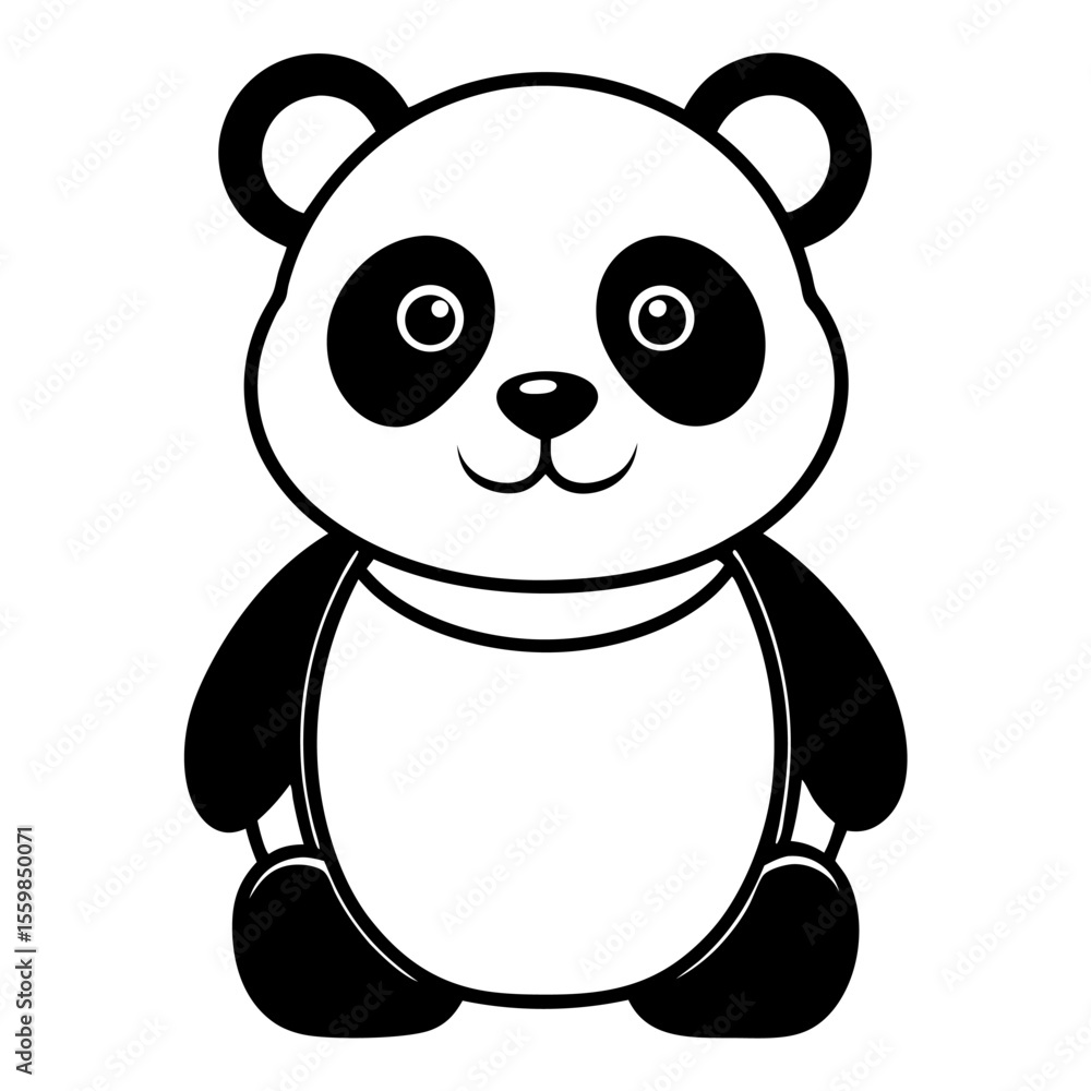 Naklejka premium baby panda in front view outline silhouette vector