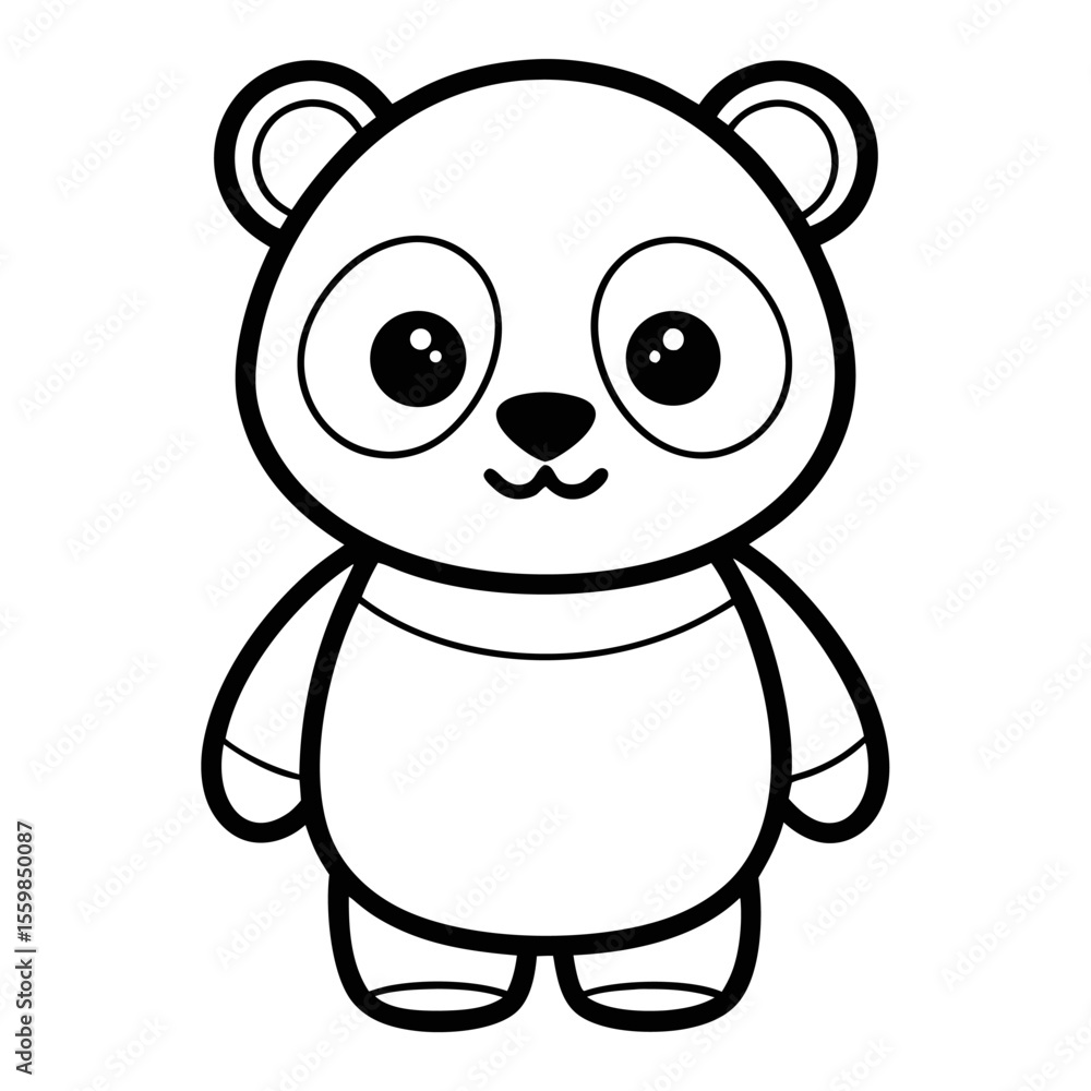 Fototapeta premium baby panda in front view outline silhouette vector