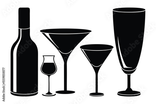 silhouette of wine glass with splash vector.eps