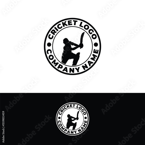 Cricket player logo design template