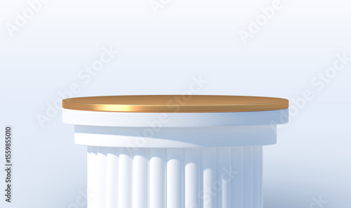 White podium like a classic column for product presentation. Podium stage. Minimal scene with podium, Vector illustration.