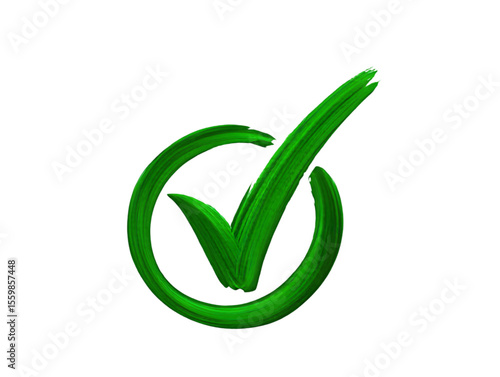Free Download Green Brush Stroke Check Mark Inside Circle Graphic Element isolated on a transparent background image - GFXLoad