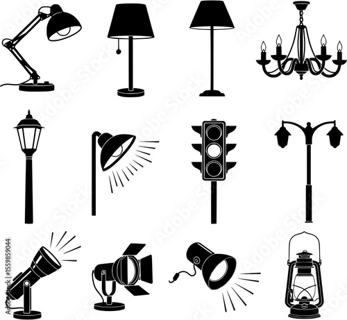 Lighting Fixtures and Streetlights Silhouettes