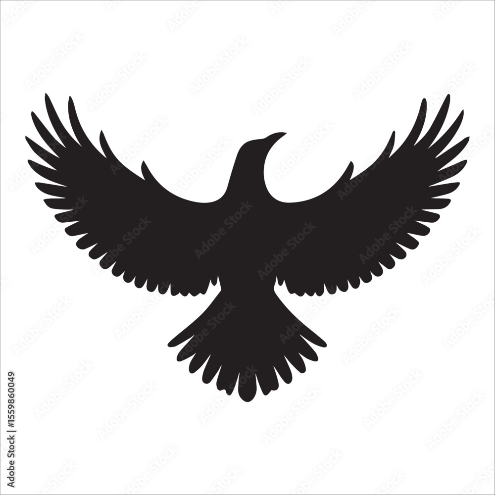 Obraz premium Eagle Hawk Silhouette Logo – Wild Bird Vector for Emblem, Badge, or Branding Design
