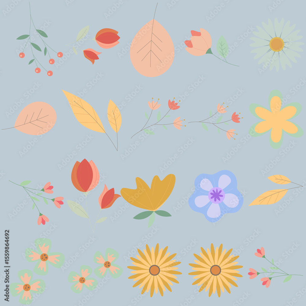 Obraz premium Florar Pattern. Abstract Floral Background Design with Artistic Botanical Elements