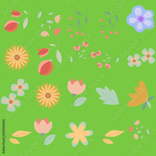 Wallpaper Mural Florar Pattern. Abstract Floral Background Design with Artistic Botanical Elements Torontodigital.ca