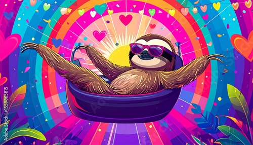 Mischievous sloth in a quirky speed dating event engaging with other animals playfully