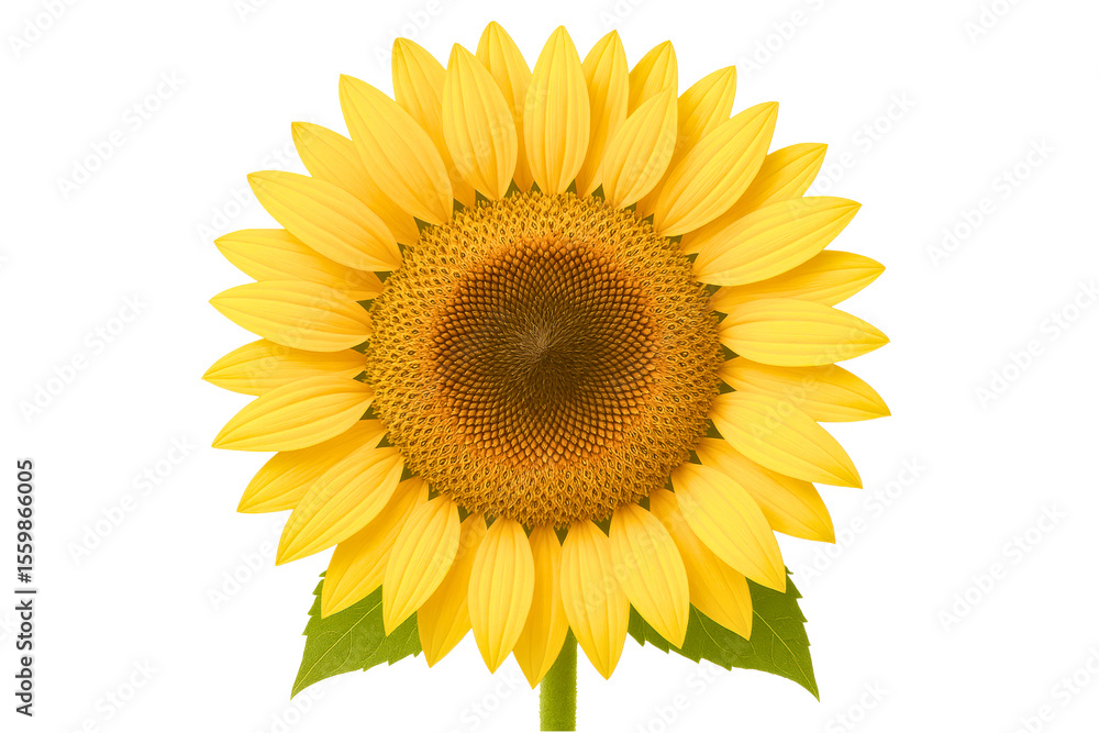 Beautiful bright yellow sunflower head in full summer bloom on a transparent background Beautiful bright yellow sunflower head in full summer bloom on a transparent background
