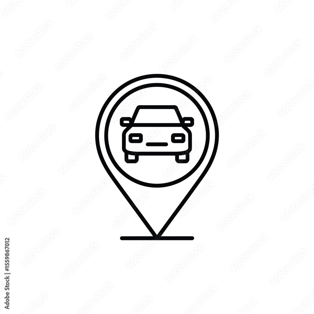 Car Location Pin Icon Automobile Dealership or Rental Service Symbol Car Location Pin Icon Automobile Dealership or Rental Service Symbol